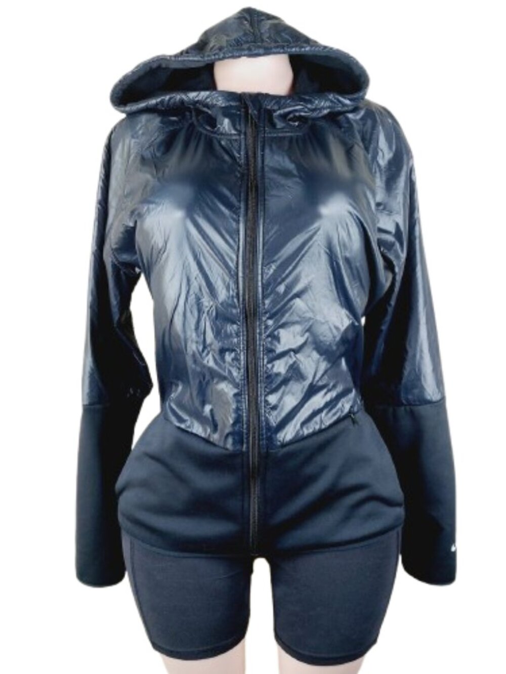Nike Women's Black Therma-FIT Tech Long Sleeve Hybrid Full-Zip Hooded Jacket L